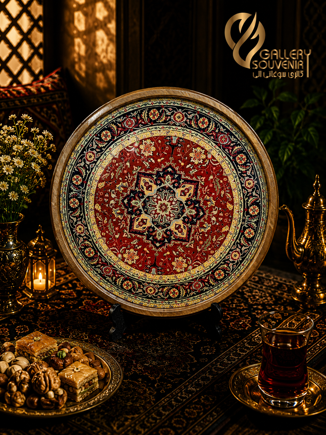 DA4D8D2B-B0FC-4E70-9F5C-D6F6B836718A سینی چوبی گرد پازیریک ۳۵ سانت - تصویر 1