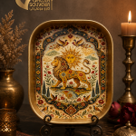 سینی یا دیوارکوب چوبی شیر و خورشید ۲۱*۲۷ سانت