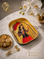 سینی یا دیوارکوب چوبی قجری ۲۱*۲۷ سانت - تصویر 2