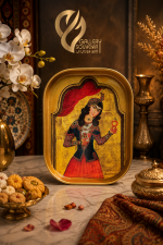 سینی یا دیوارکوب چوبی قجری ۲۱*۲۷ سانت