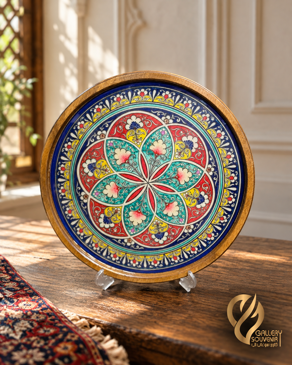 23CCBC7F-C384-4B13-9493-3F10A30E4318 سینی چوبی گرد نیلوفر ۳۵ سانت - تصویر 1