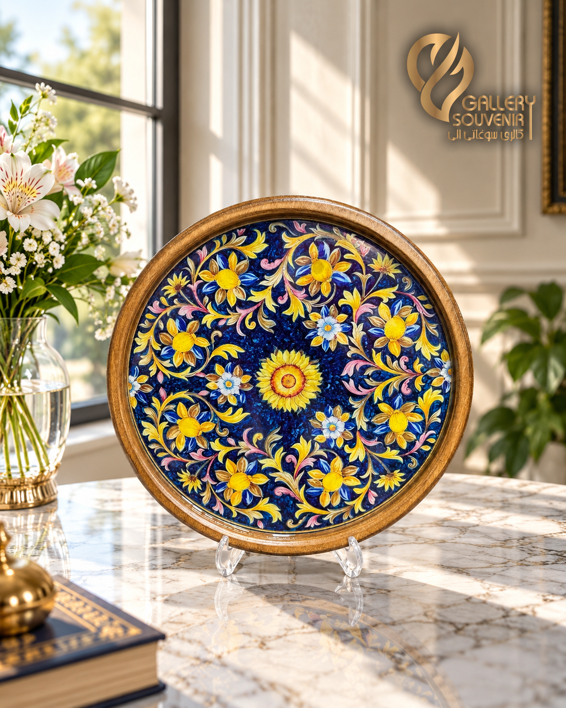7A8B2400-AB3E-4AA8-855D-C1C79DCCD13C سینی چوبی گرد مهرگان ۲۷ سانت - تصویر 1